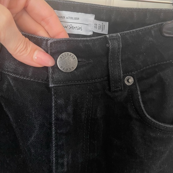 & Other Stories Straight Leg Acid Wash Jeans 26 Paris 90s y2k Retro Black Denim - Picture 10 of 11